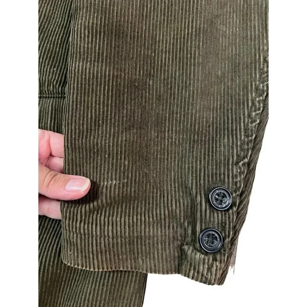 Old Navy Corduroy Blazer Jacket Mens Medium Olive Brown Vtg Grunge Artist Y2K